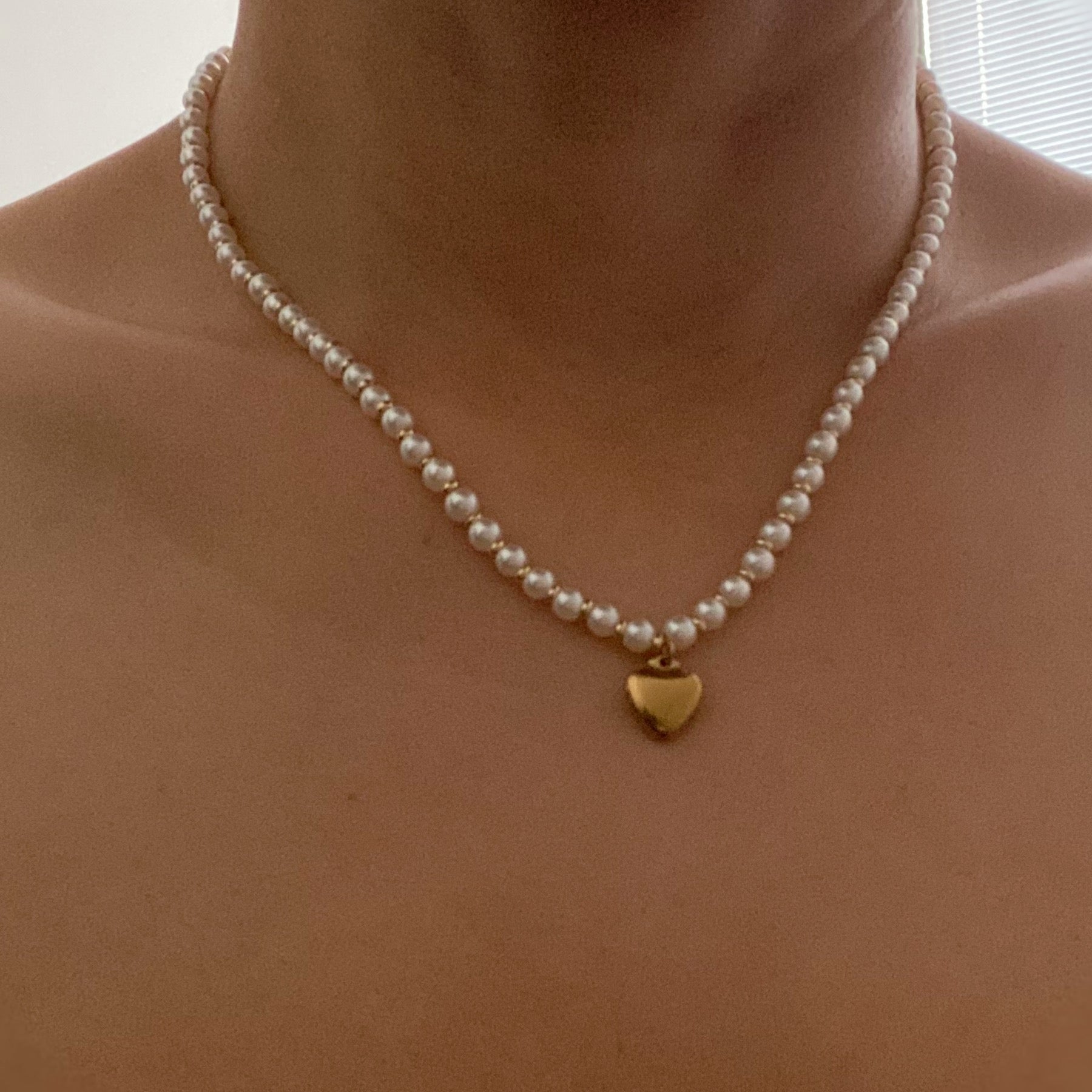 18K Gold plated Pearl Heart Necklace