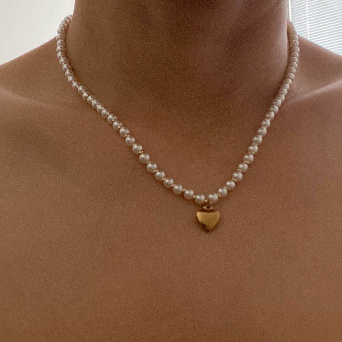 18K Gold plated Pearl Heart Necklace