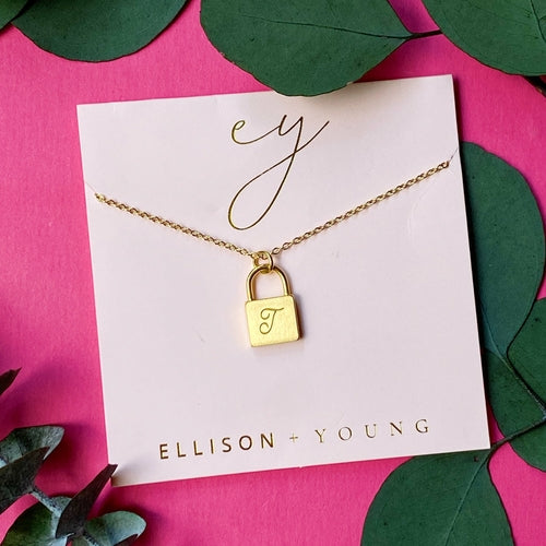 24k gold plated Scripted Notes Locket Initial Necklace