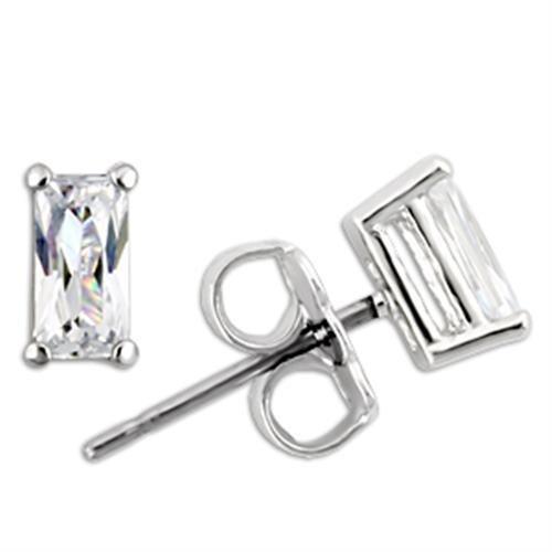 0W161 - Rhodium 925 Sterling Silver Earrings with AAA Grade CZ  in