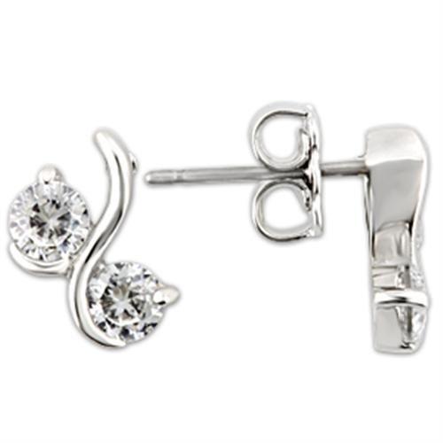 0W176 - Rhodium 925 Sterling Silver Earrings with AAA Grade CZ  in