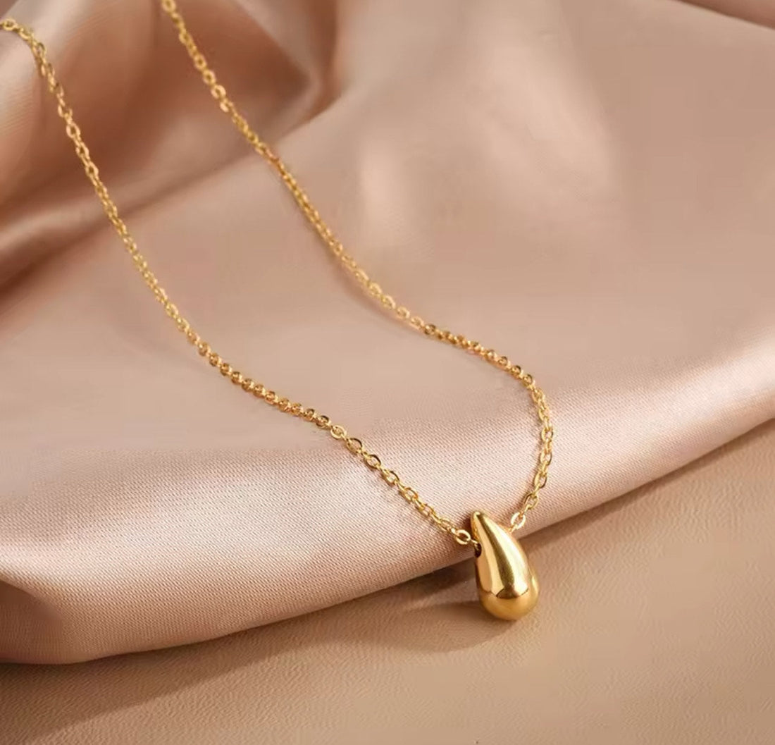 24K Gold Plated Teardrop Necklace for Women