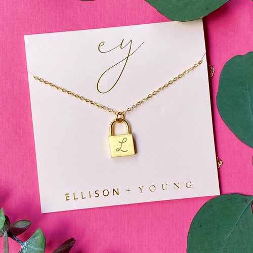 24k gold plated Scripted Notes Locket Initial Necklace