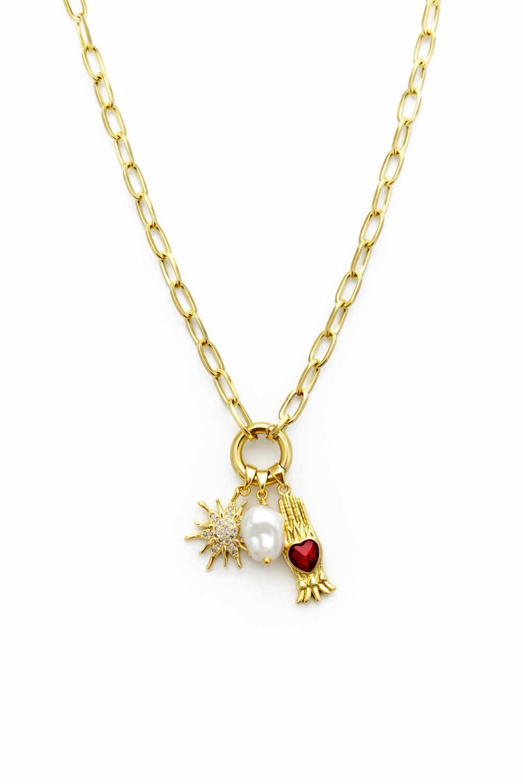 Stainless Steel Lock Removable Charm Hand Necklace