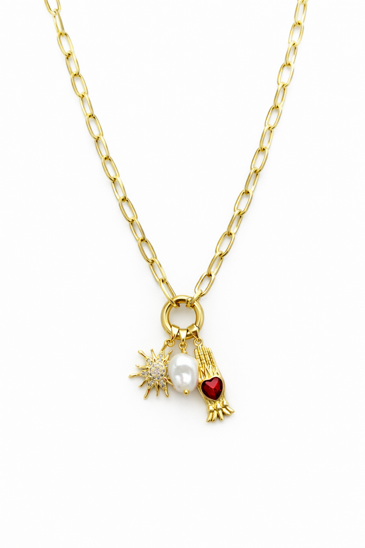 Stainless Steel Lock Removable Charm Hand Necklace