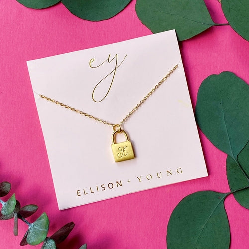 24k gold plated Scripted Notes Locket Initial Necklace