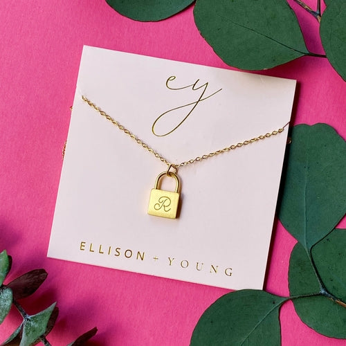 24k gold plated Scripted Notes Locket Initial Necklace
