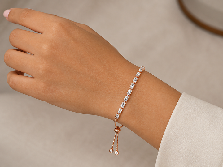18K Gold Plated Rose Diamond Tennis Bracelet