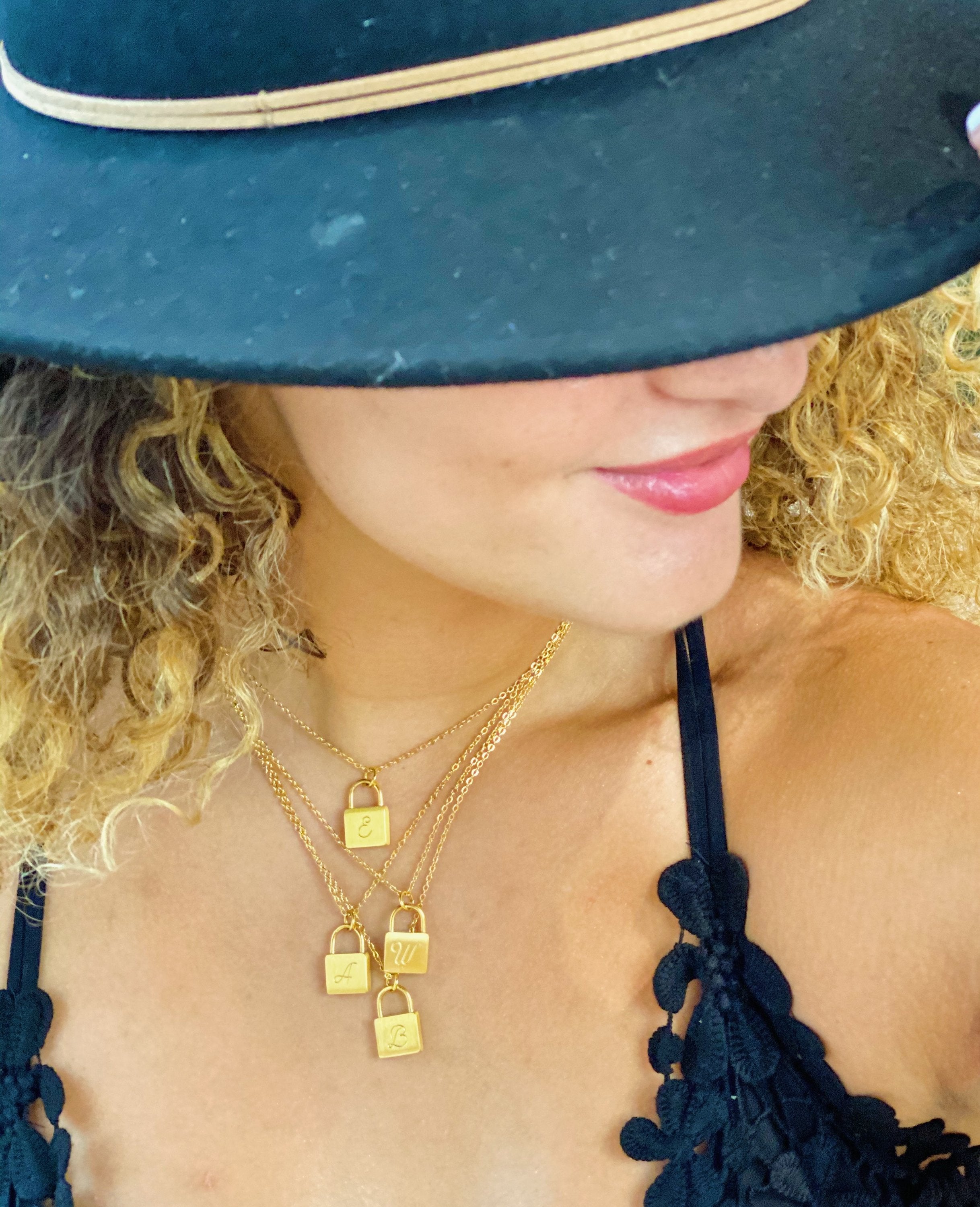 24k gold plated Scripted Notes Locket Initial Necklace