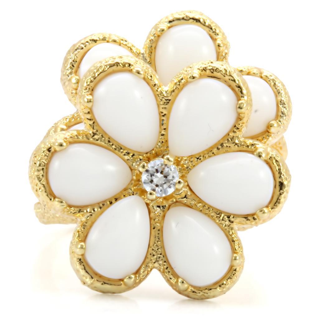 24k Gold plated Ring with White ceramic