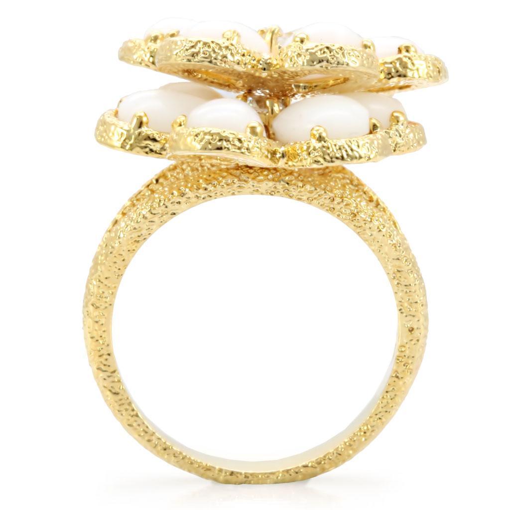 24k Gold plated Ring with White ceramic