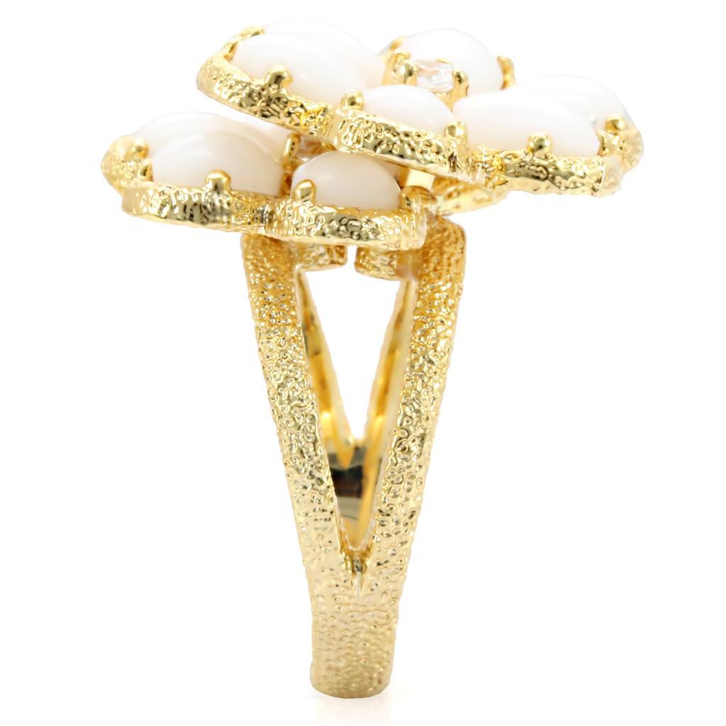 24k Gold plated Ring with White ceramic