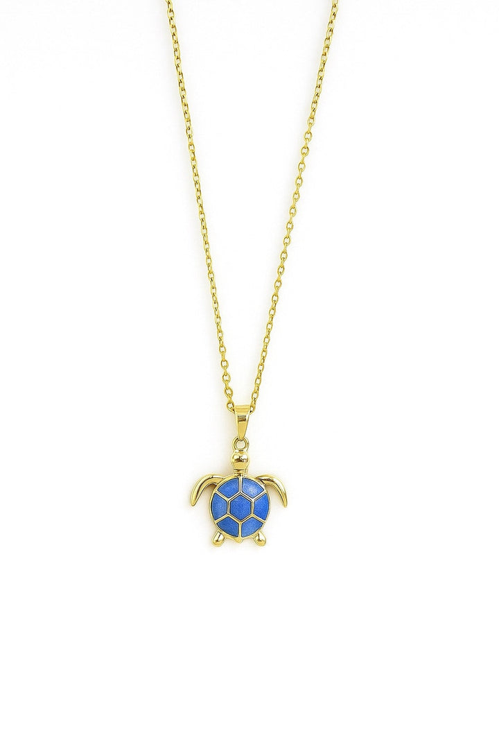 Stainless Steel Blue Sea Turtle Necklace for Women