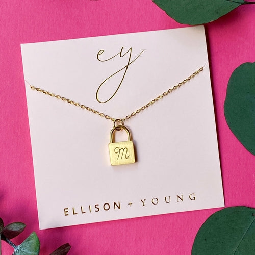 24k gold plated Scripted Notes Locket Initial Necklace