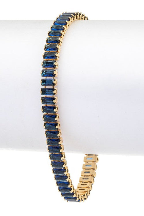 24K Gold plated Turquoise Baguette Stone Tennis Bracelet