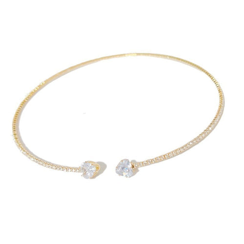 14K Gold Pated Heart Collar Choker Necklace
