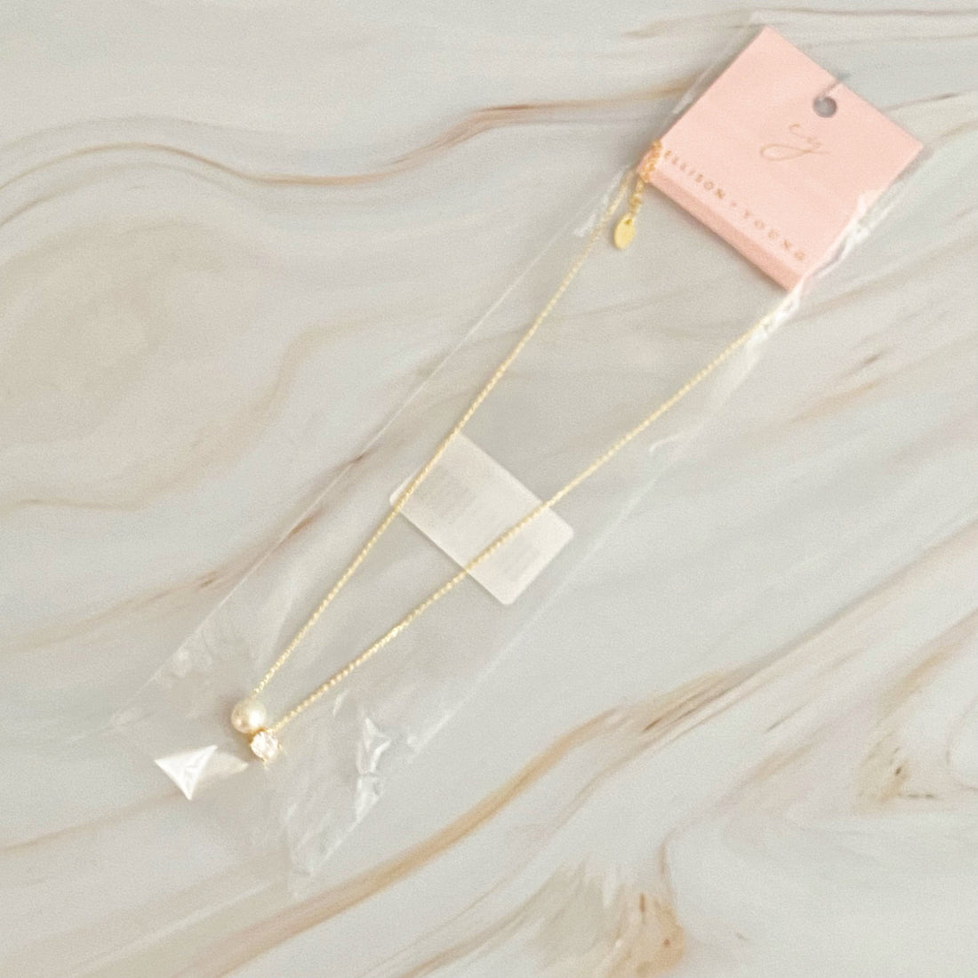 18K Gold Plated Single Pearl And Diamond Necklace