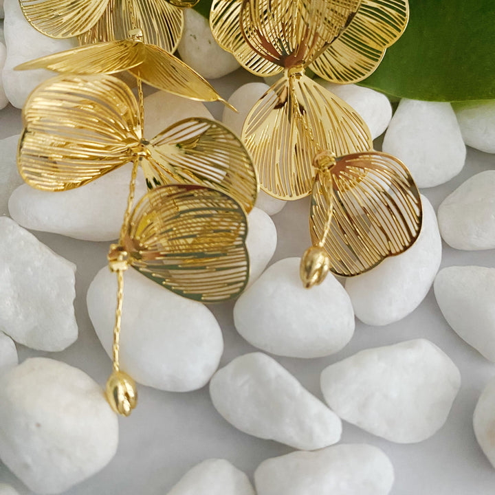 Filigree Flower Drop Earrings For Women