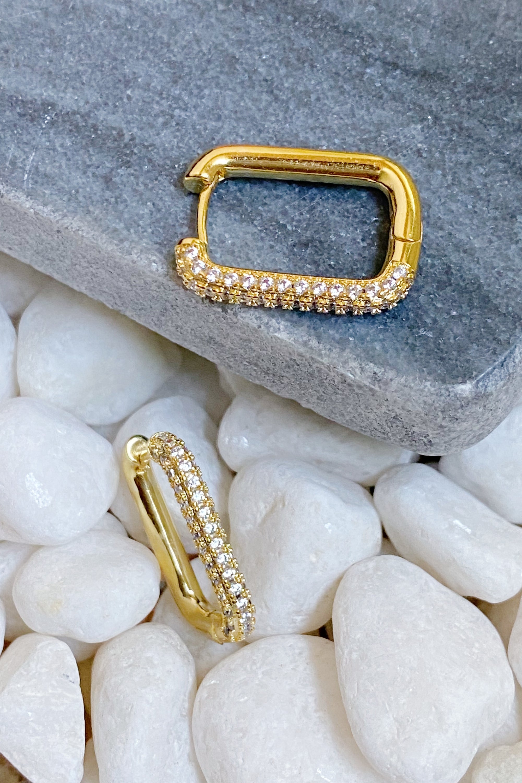 18K Gold Plated Diamond Hoop Earrings
