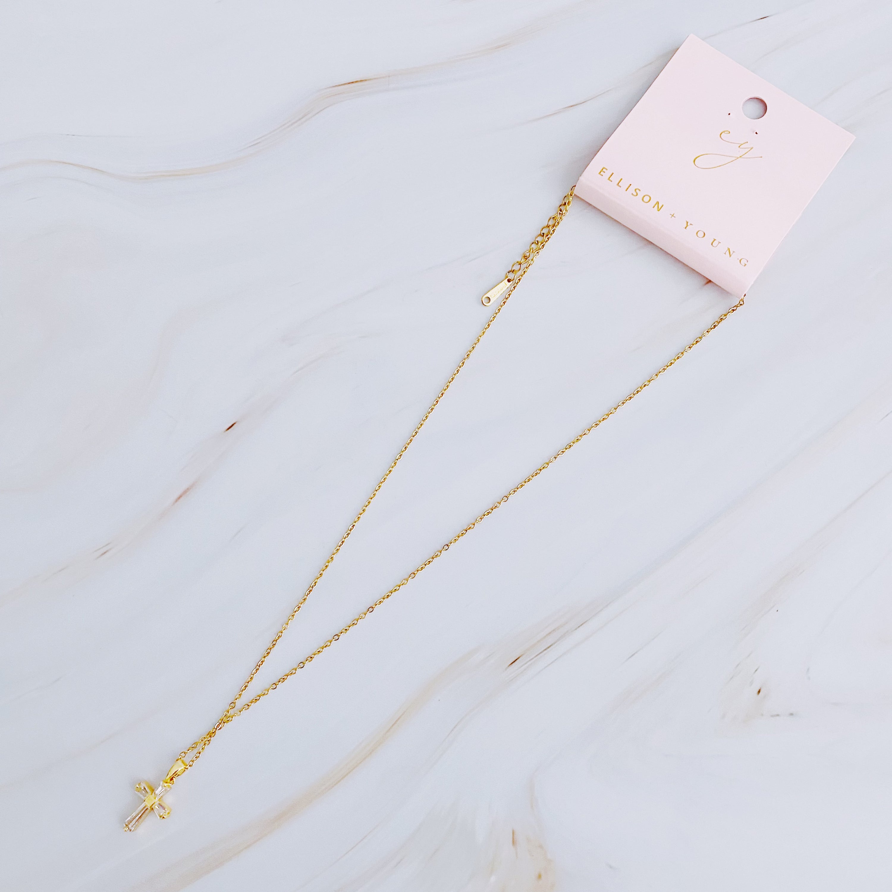 18K Gold Plated Gucci Link Cross Necklace