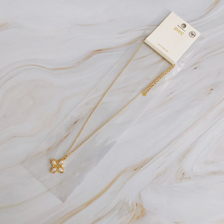 18K Gold Plated  Pearl Cross Necklace
