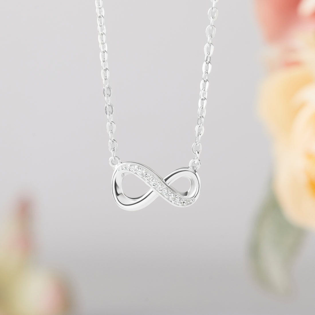 White CZ Stone Infinity Necklace, Infinite Necklace, Women Jewelry