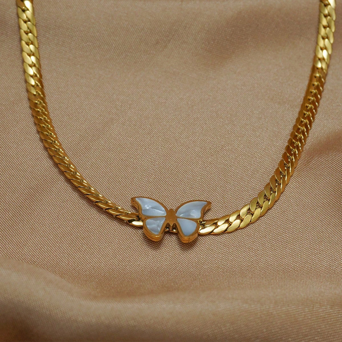 4pcs 18K Gold Plated Butterfly Necklace Earrings Bracelet Ring