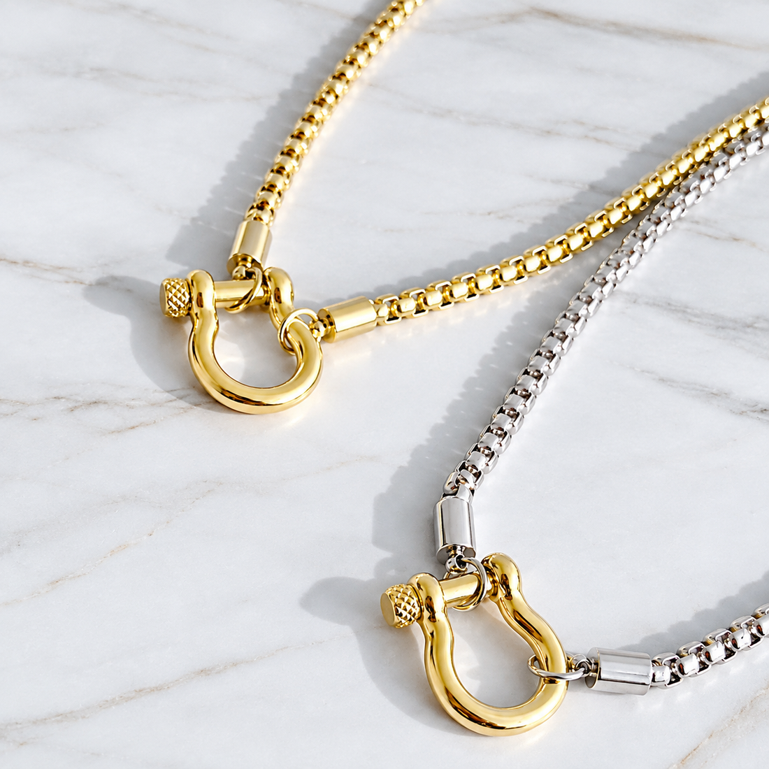 Luxe Gold Plated Box Chain Pendant Necklace