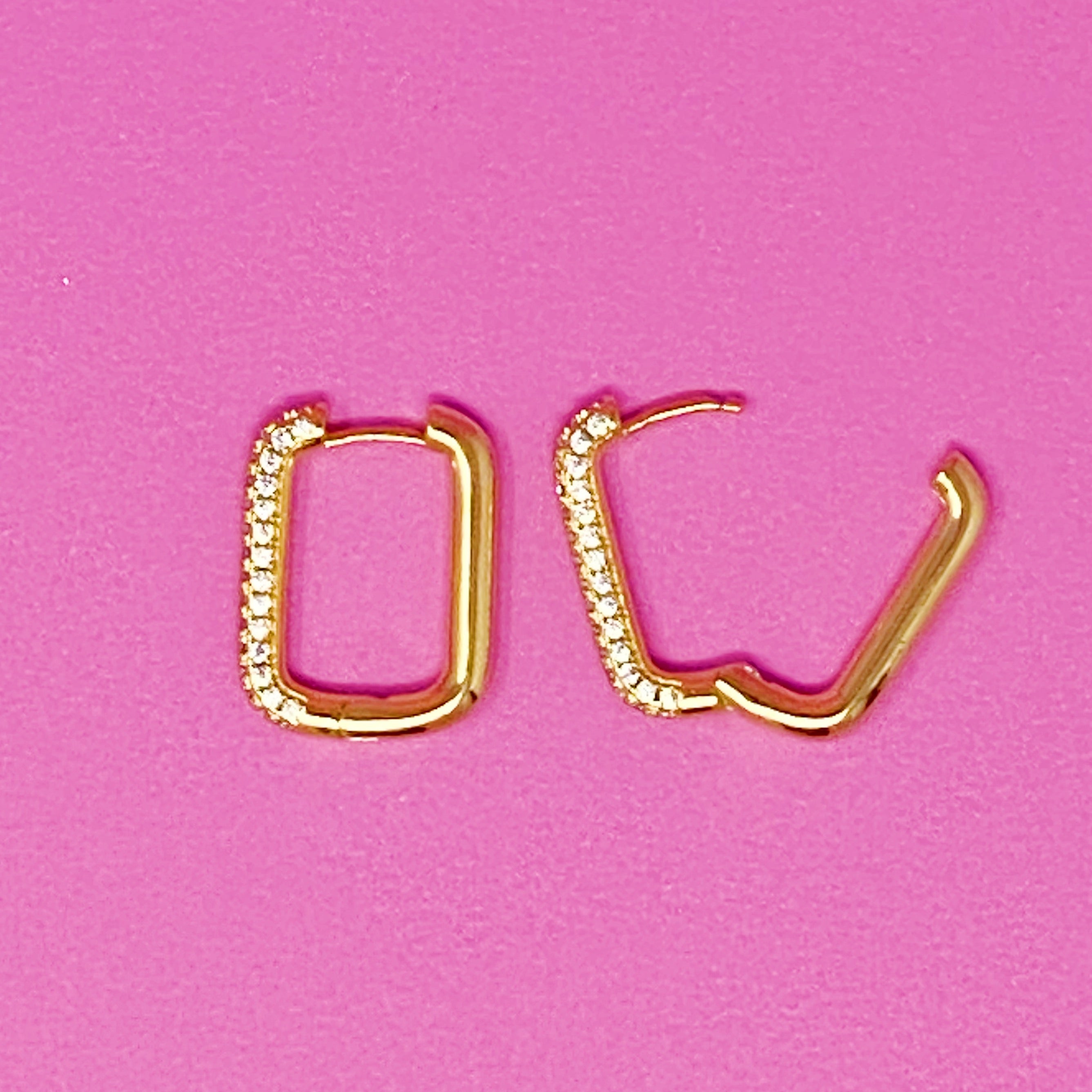 18K Gold Plated Diamond Hoop Earrings