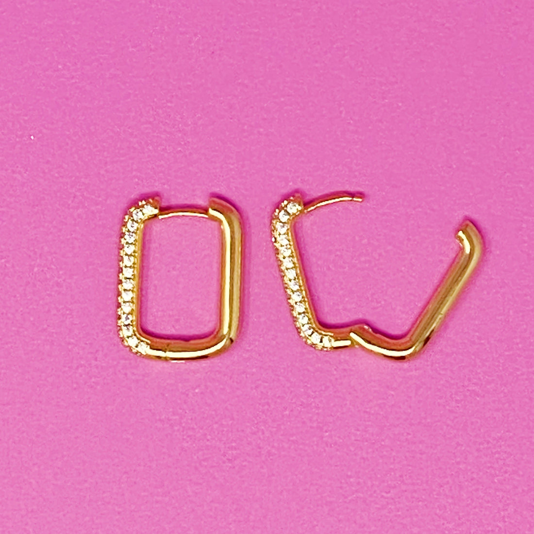 18K Gold Plated Diamond Hoop Earrings