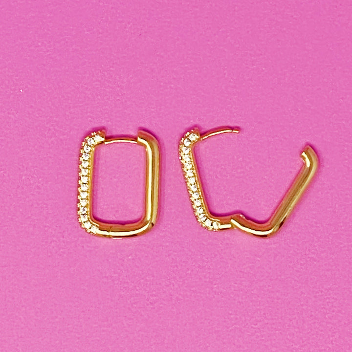 18K Gold Plated Diamond Hoop Earrings