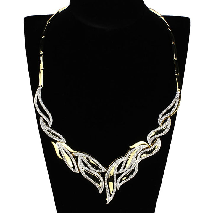 18K Gold Plated+Rhodium Jewelry Sets with Diamond