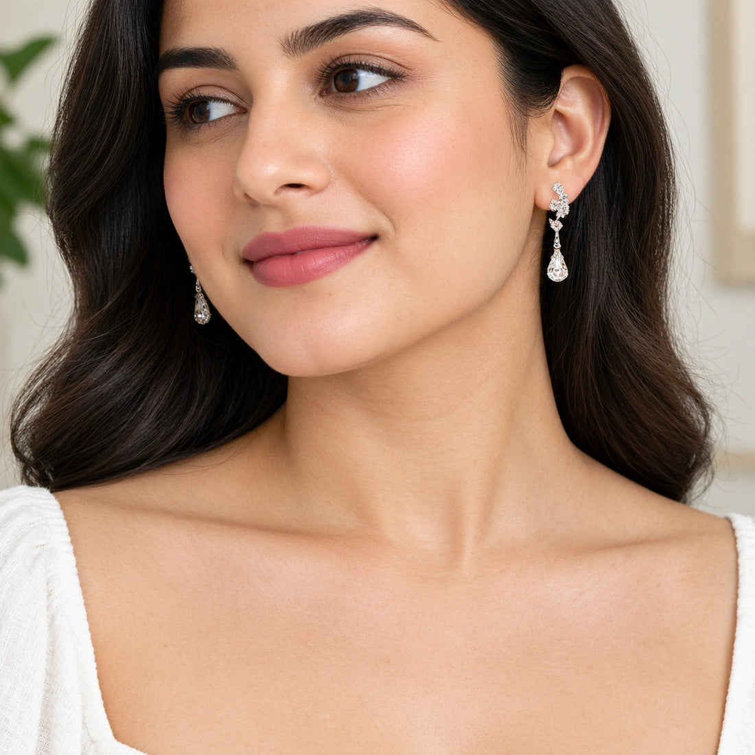 Diamond Teardrop Necklace & Earring Set