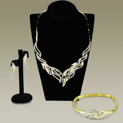 18K Gold Plated+Rhodium Jewelry Sets with Diamond