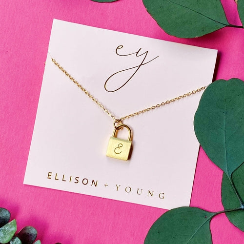 24k gold plated Scripted Notes Locket Initial Necklace