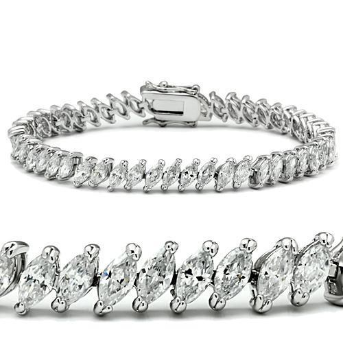 Rhodium Brass Bracelet with AAA Grade CZ