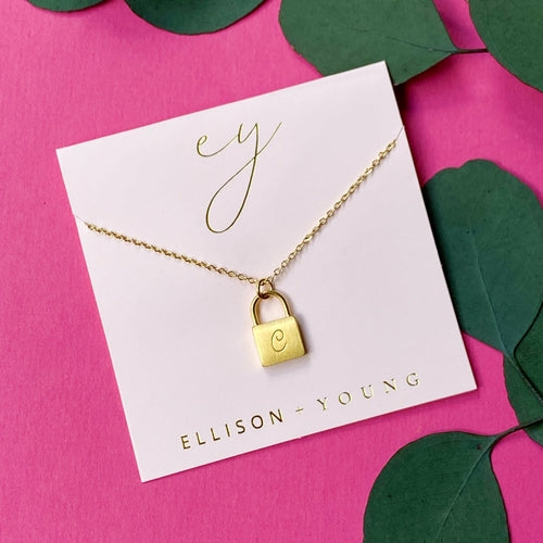 24k gold plated Scripted Notes Locket Initial Necklace