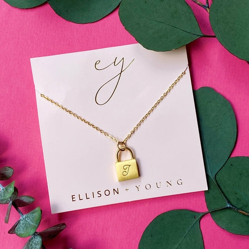 24k gold plated Scripted Notes Locket Initial Necklace