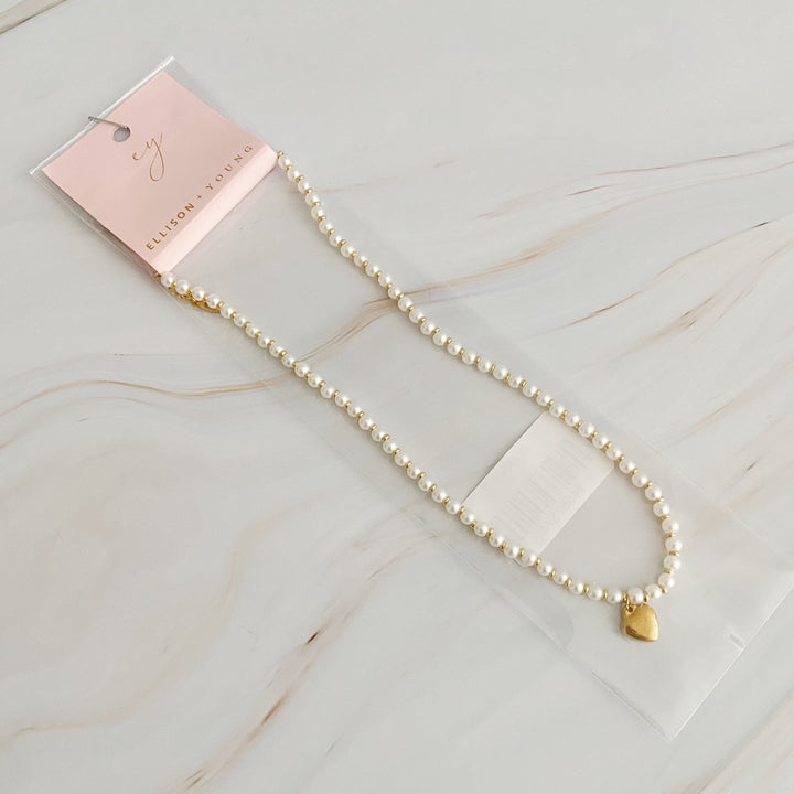 18K Gold plated Pearl Heart Necklace