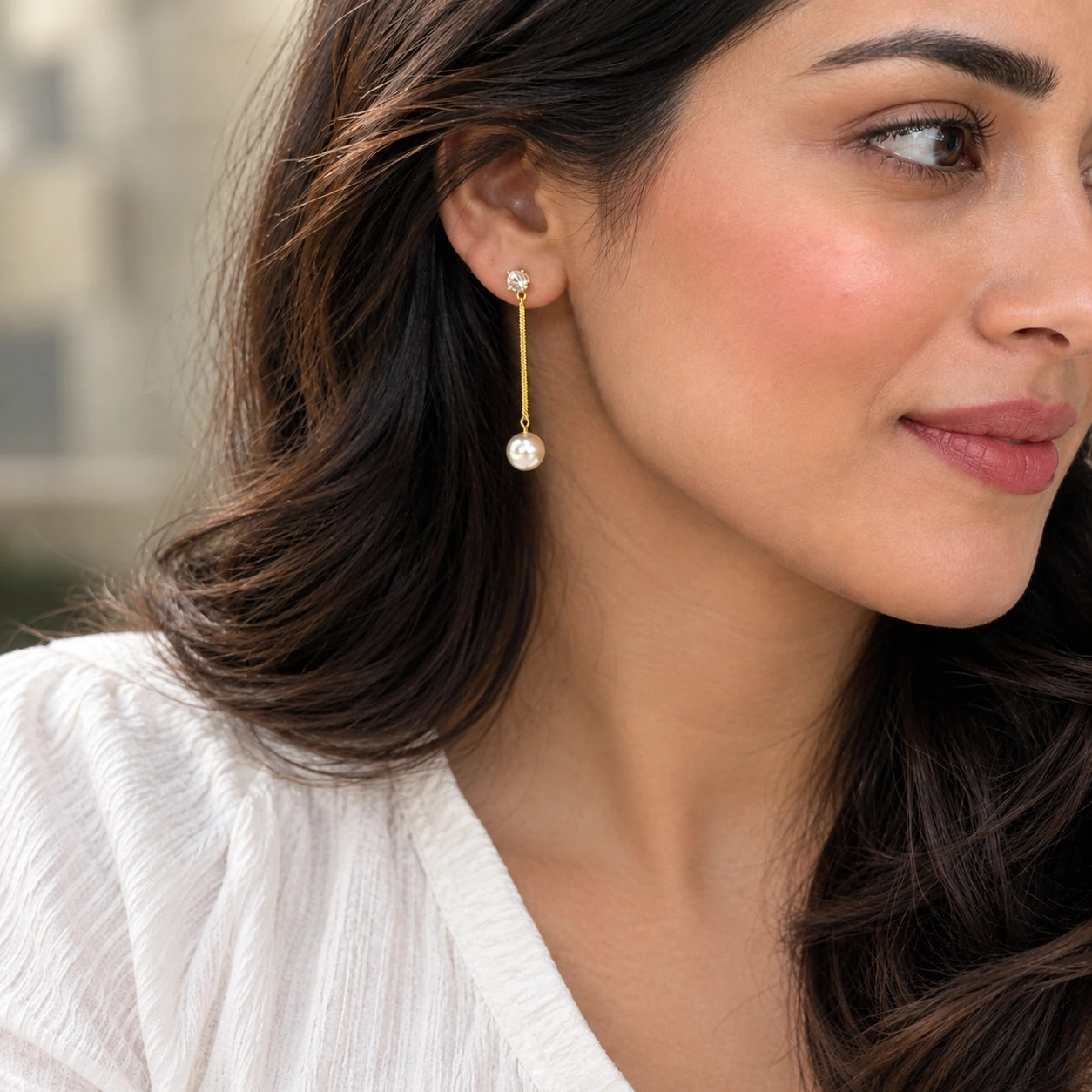 Sparkling Diamond Pearl Earrings