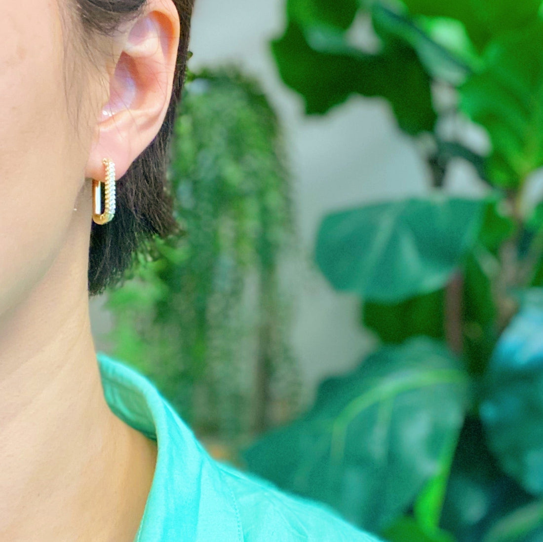 18K Gold Plated Diamond Hoop Earrings