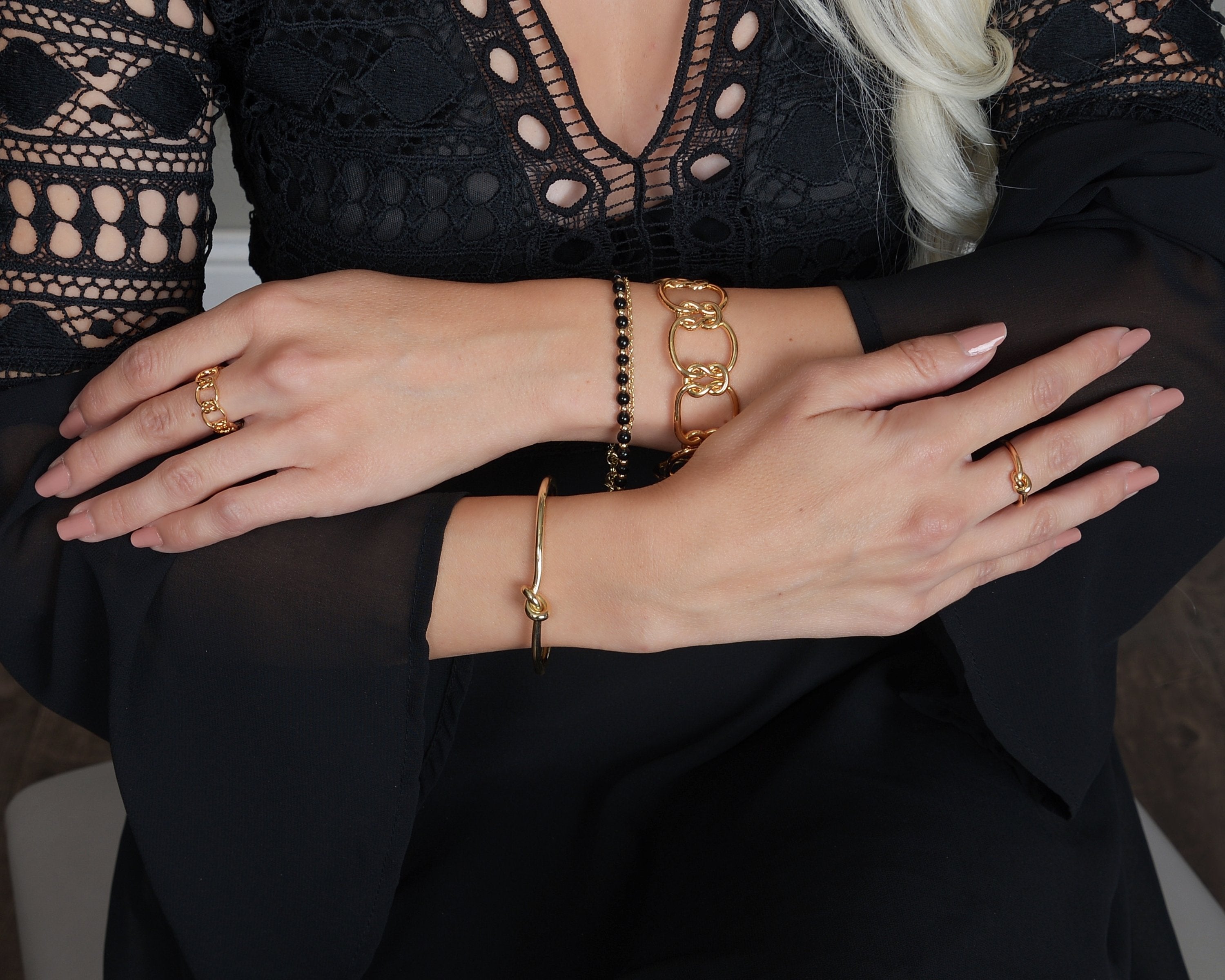 18K Gold Plated Dainty Love Knot Cuff  Bracelet