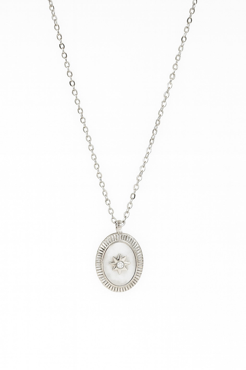 925 Sterling Silver Stone Flower Necklace