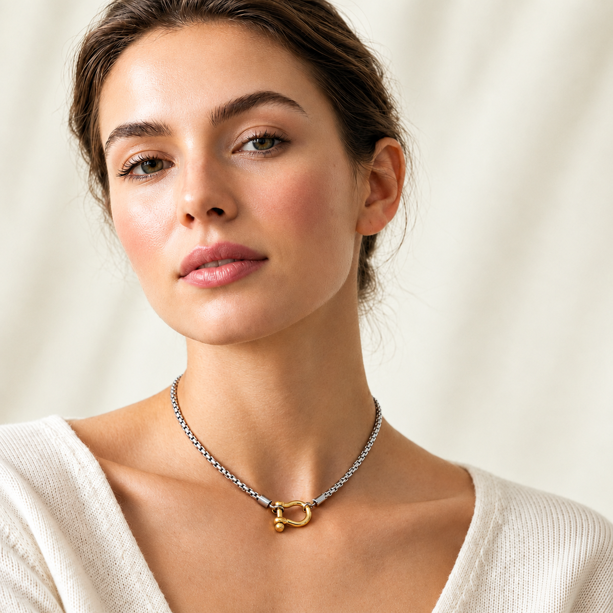 Luxe Gold Plated Box Chain Pendant Necklace