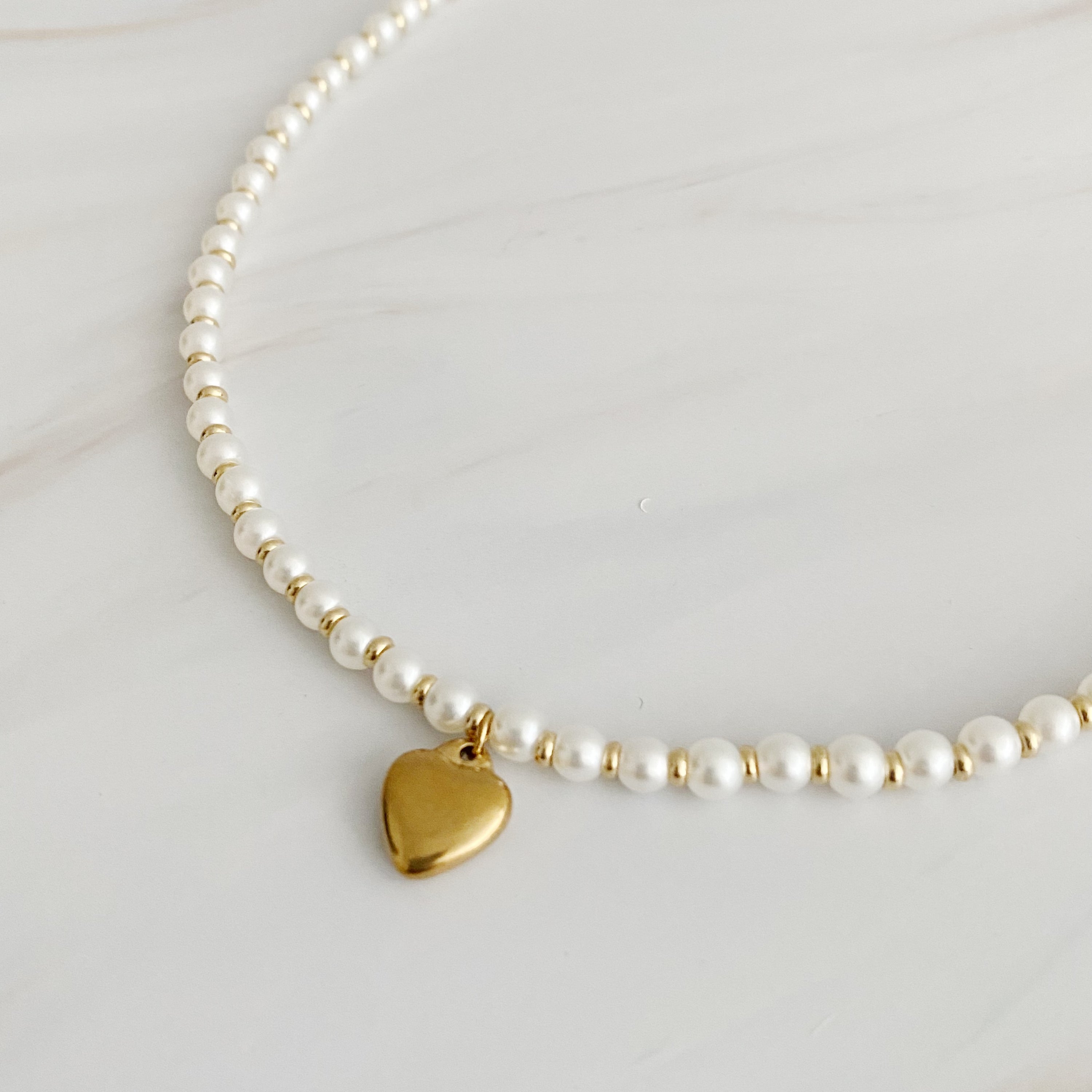 18K Gold plated Pearl Heart Necklace