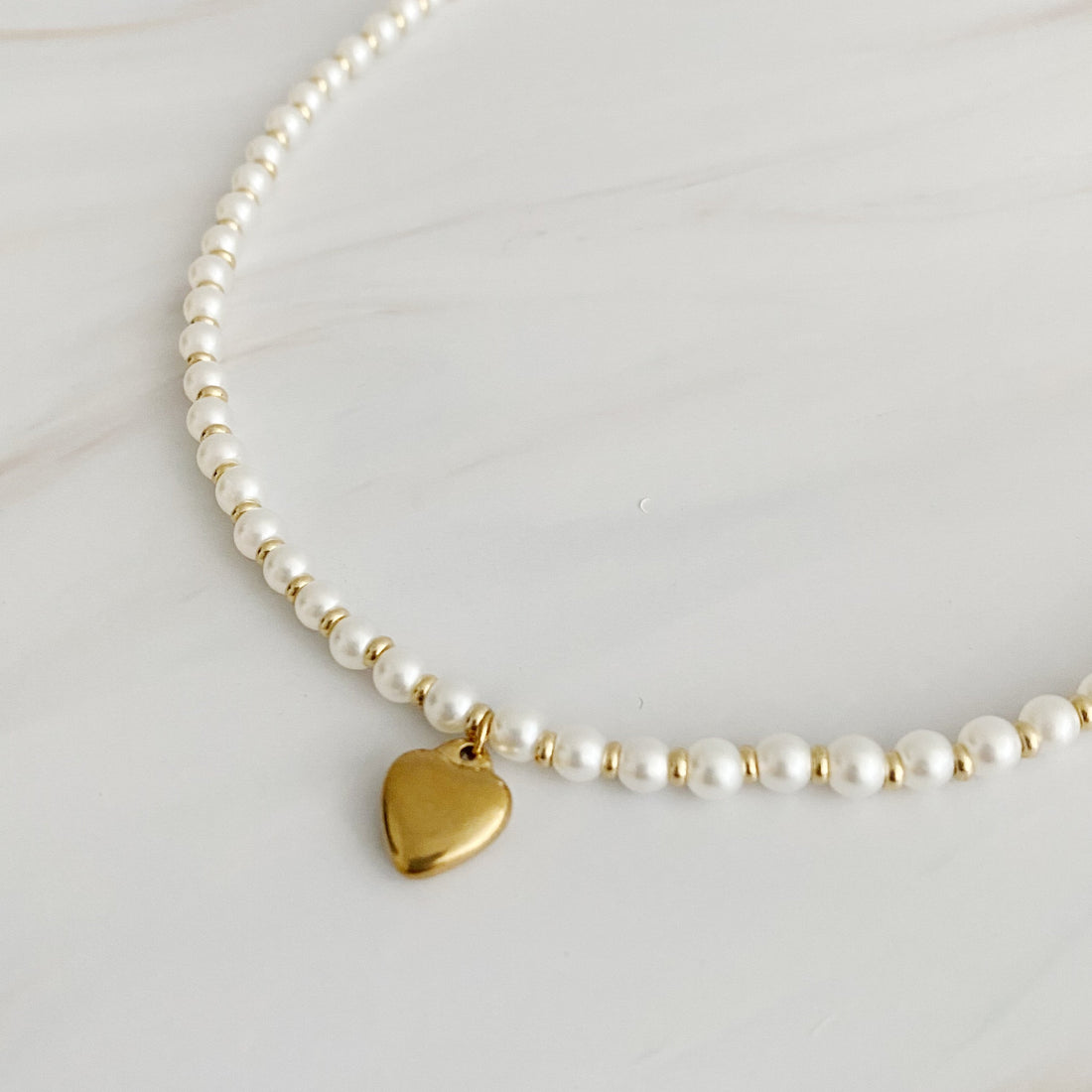 18K Gold plated Pearl Heart Necklace