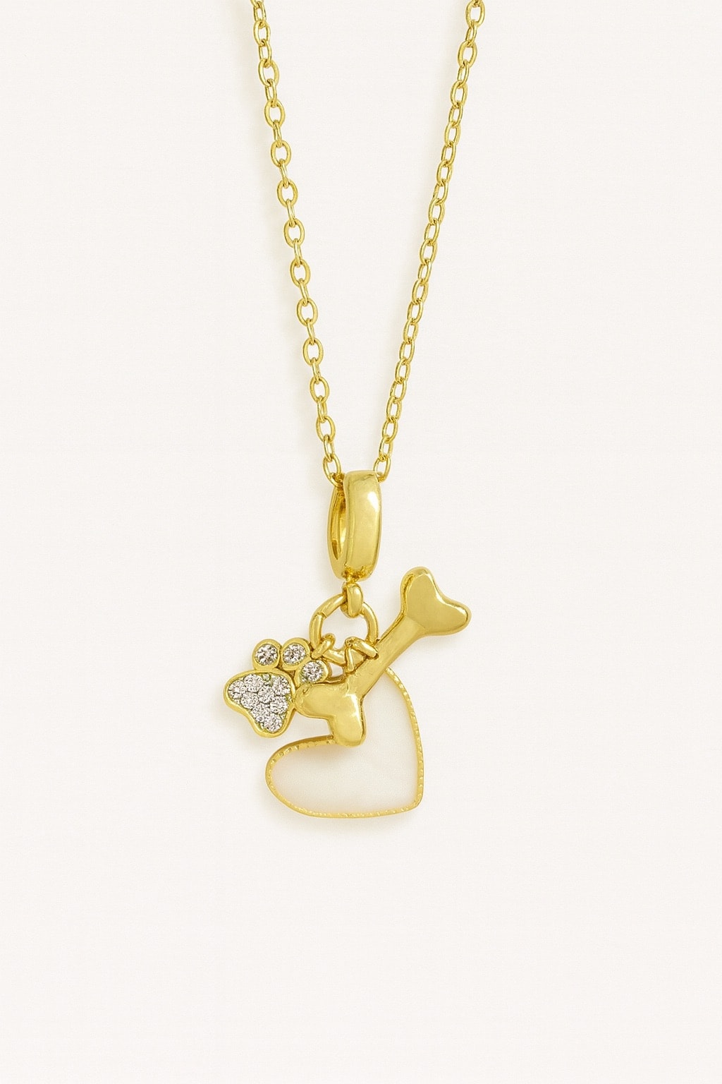 Stainless Steel Heart Paw Necklace