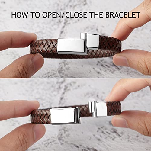 Personalized Hidden Message Leather Bracelet for Men