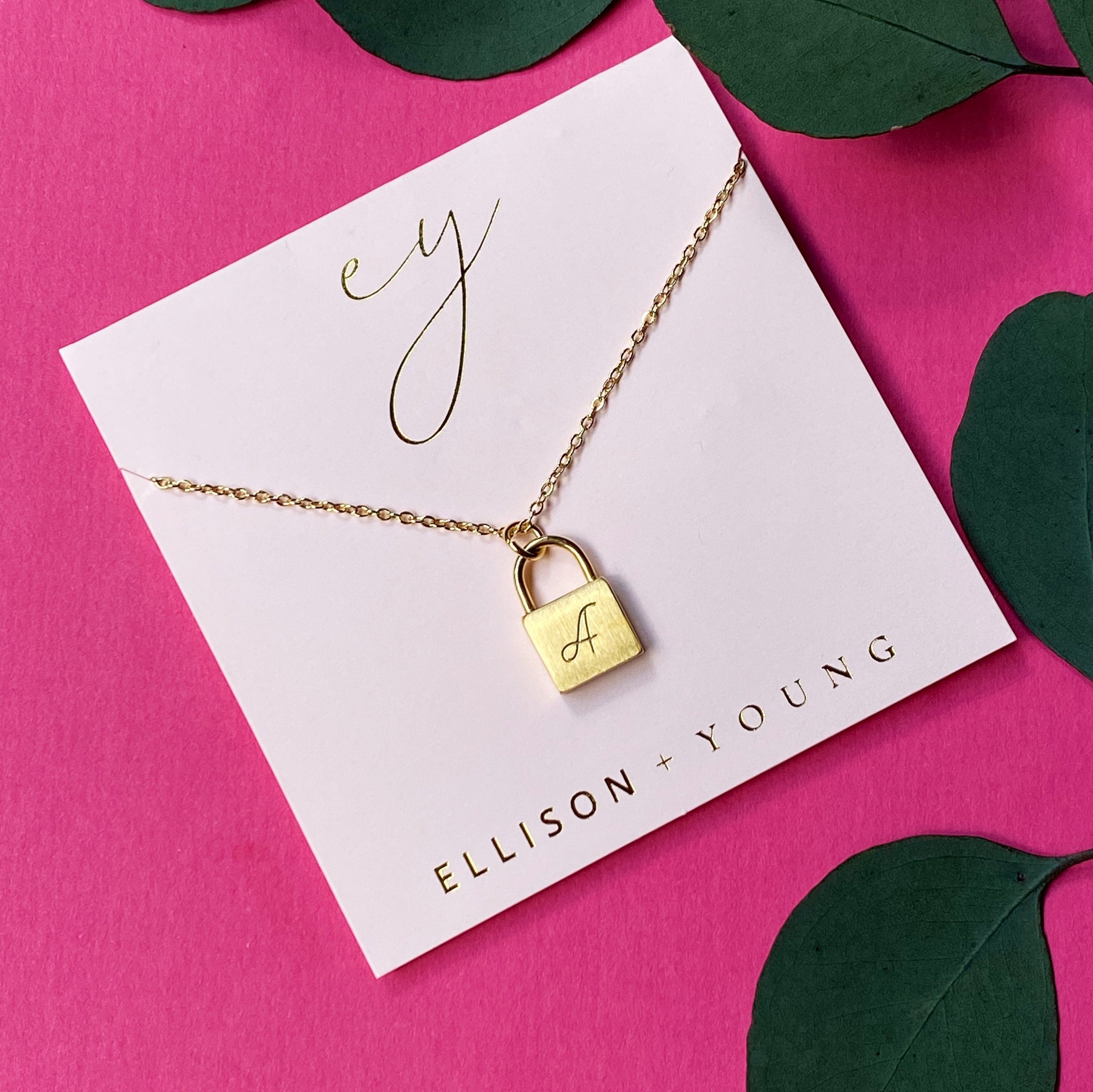 24k gold plated Scripted Notes Locket Initial Necklace