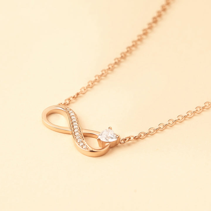 Cubic Zirconia Stone Necklace, Infinity Silver Necklace, Stone